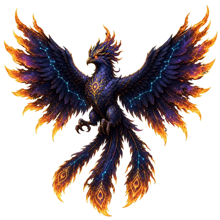 World artwork of the Shadow Phoenix guardian